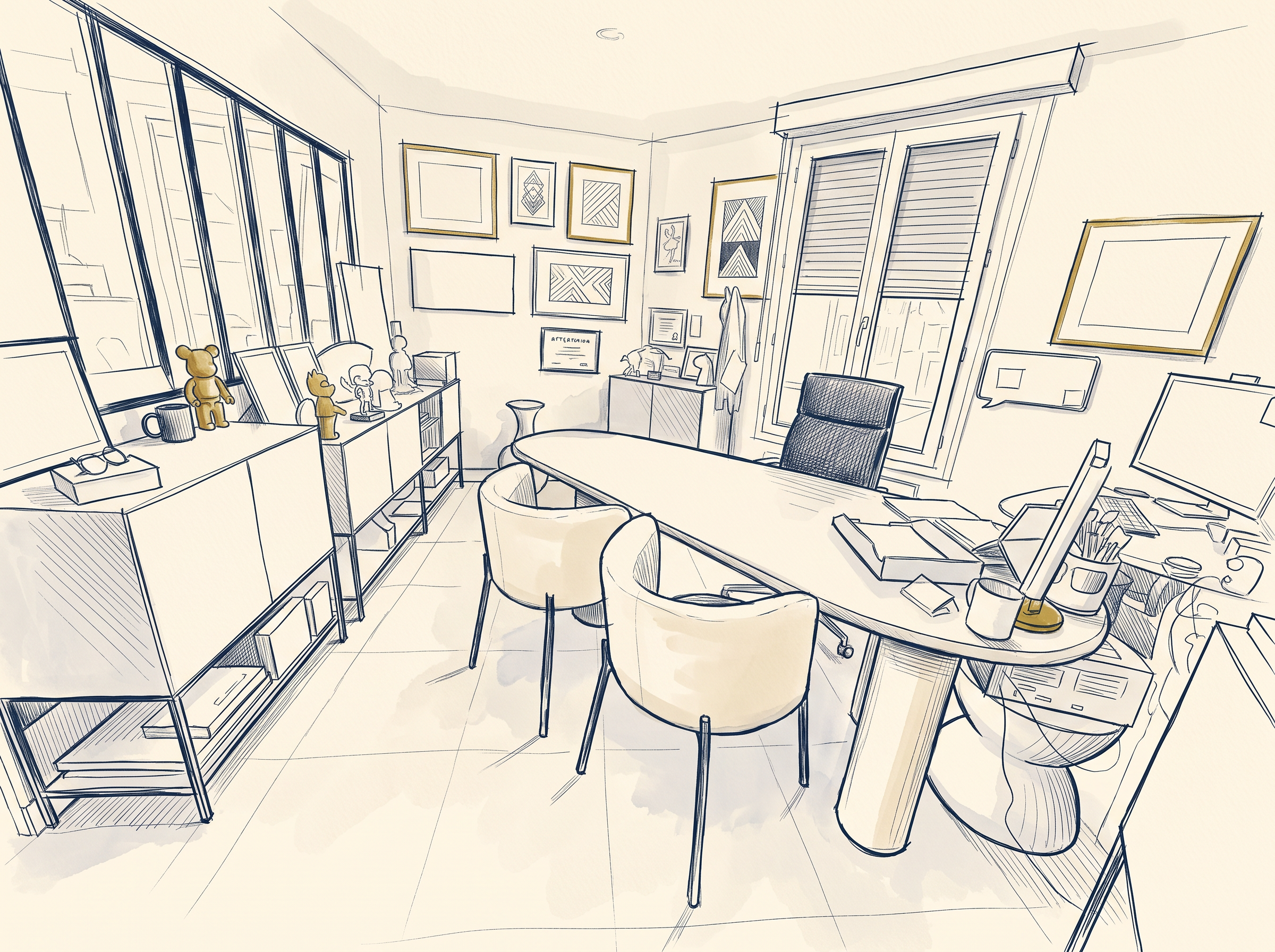 Croquis du bureau de l’office du Vésinet