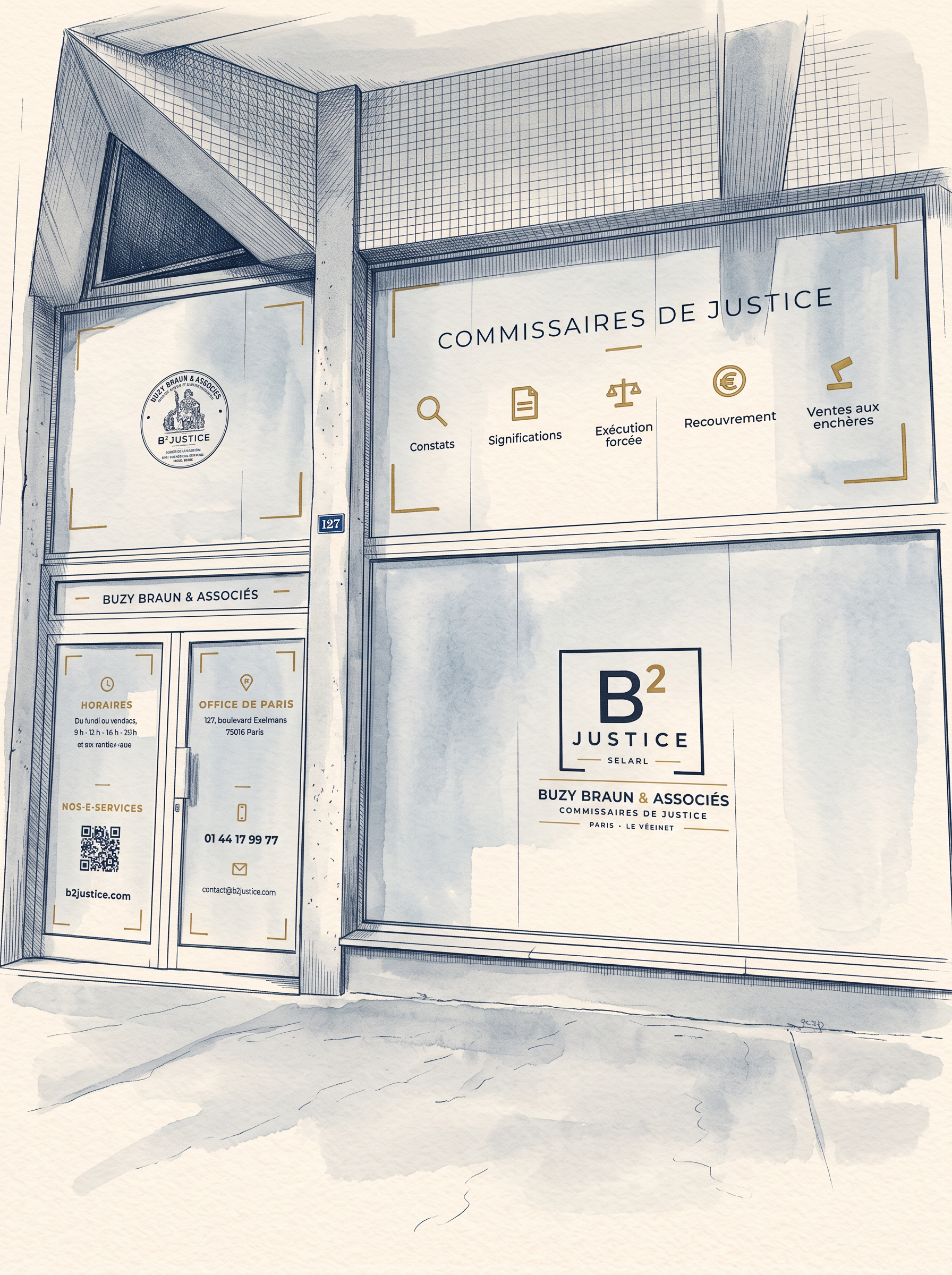 Croquis de la façade du 127 boulevard Exelmans